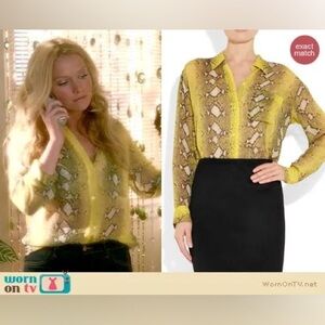 Equipment yellow button up snake python print blouse